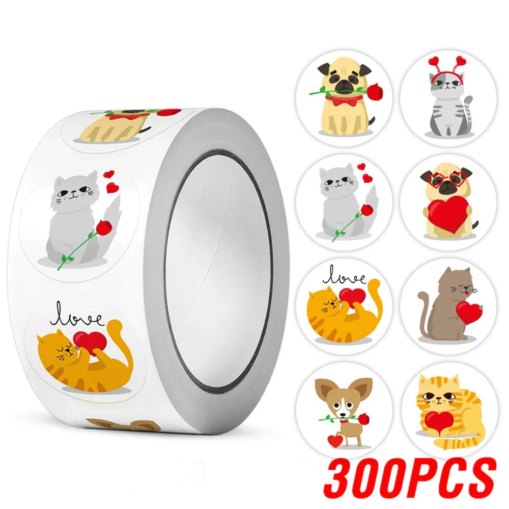 100-500pcs Cute Cat Stickers Animal Cartoon Label Gifts Decoration School Reward Encourage Student Stationery Thank You Stickers (ONLINE ORDER ONLY)