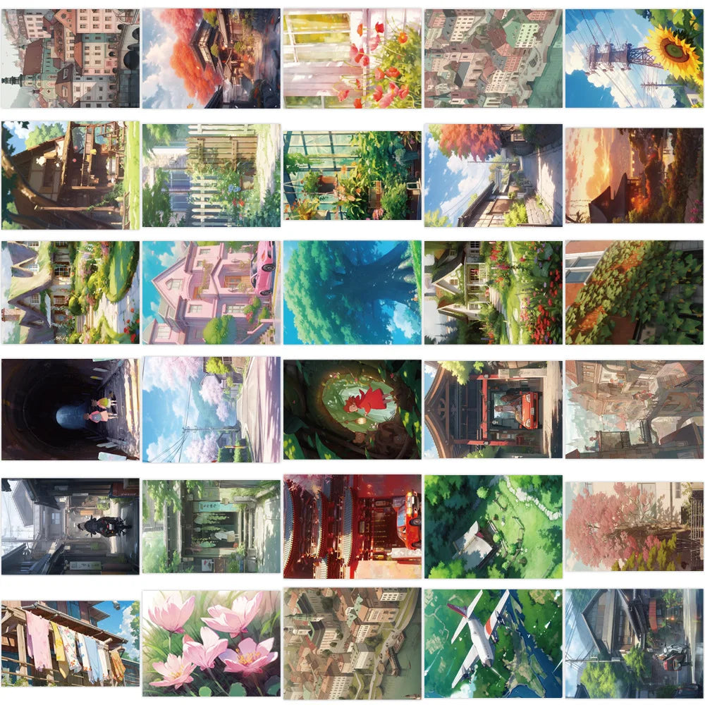 10/30/60PCS Cartoon Anime Landscape Stickers Aesthetic Decoration DIY Waterproof Motorcycle Phone Travel Bike Toys Kids Sticker (ONLINE ORDER ONLY)
