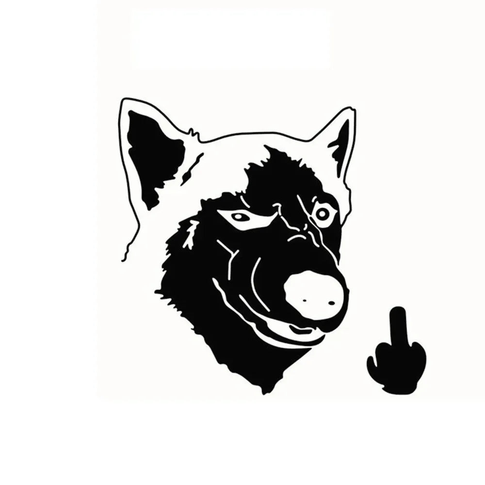 Car Sticker Funny Cool Serious Husky Dog Flipping Finger Car Truck SUV Laptop Cover Scratches Decal Accessories (ONLINE ORDER ONLY)