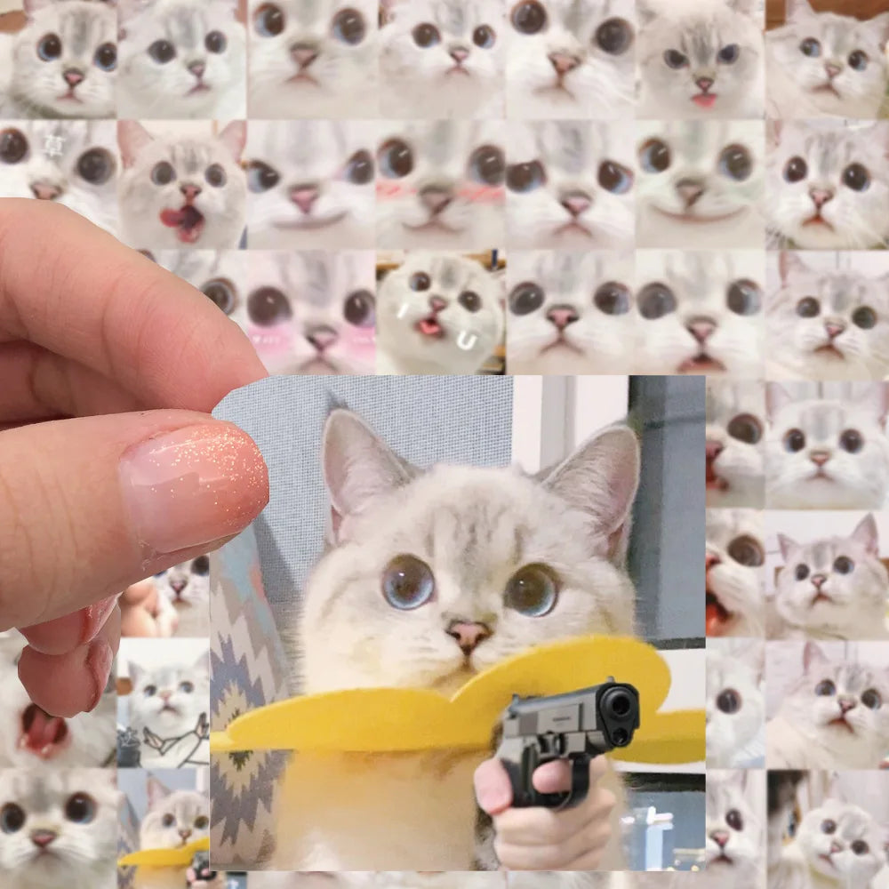 10/30/56PCS Cute Meme Cat Stickers Kawaii Animal Decals Funny Cartoon Kids Toy DIY Notebook Fridge Guitar Bike Car Suitcase Toys (ONLINE ORDER ONLY)