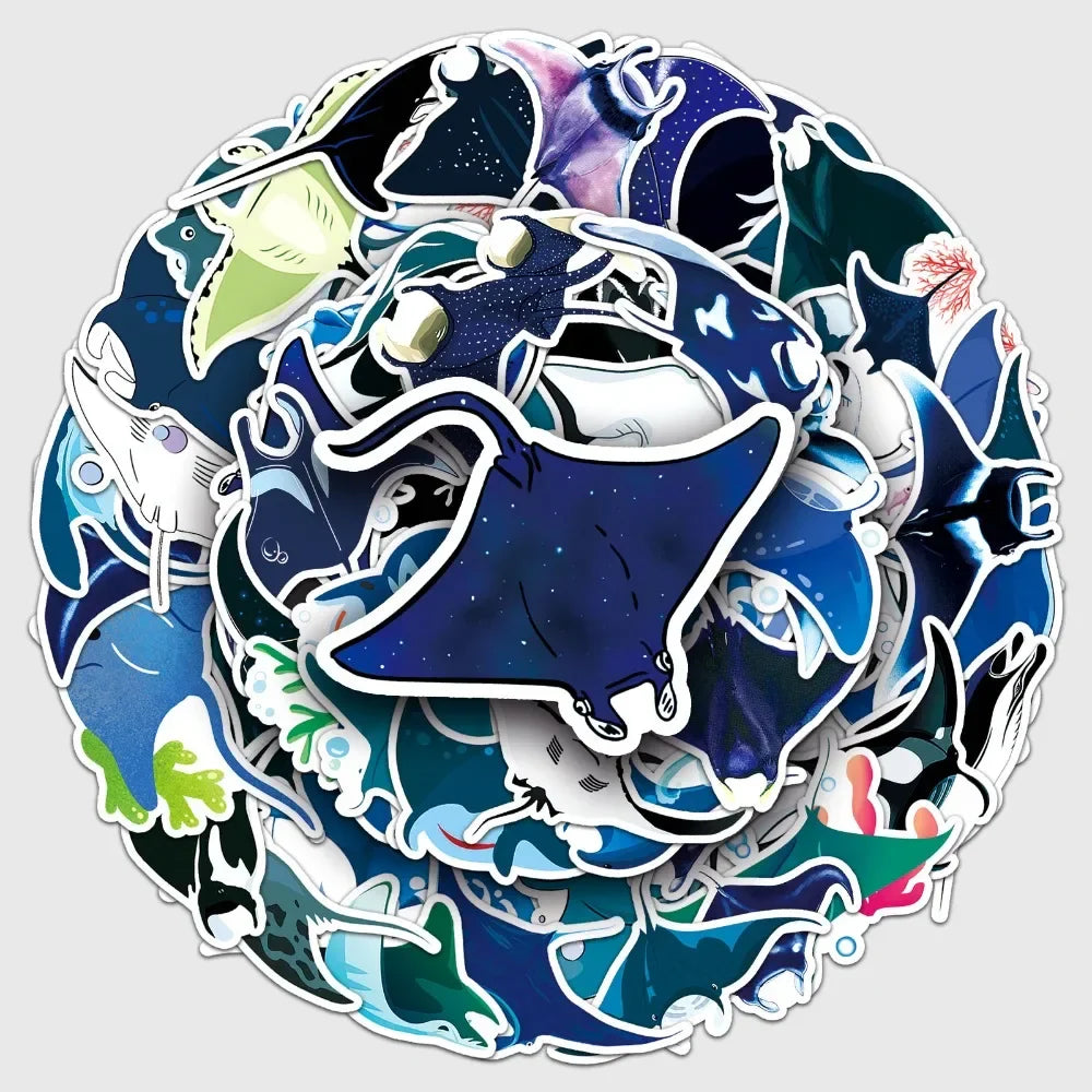 10/50Pcs Manta Rays Stickers Decal Vinyl for DIY Stationery Scrapbooking Guitar Laptop Skateboard Stickers 2024 (ONLINE ORDER ONLY)