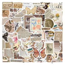 Vintage Flower Art Stickers - 10/30/60pcs Aesthetic Decals for Notebook, Water Bottle, Guitar, Kids (Online Order Only)
