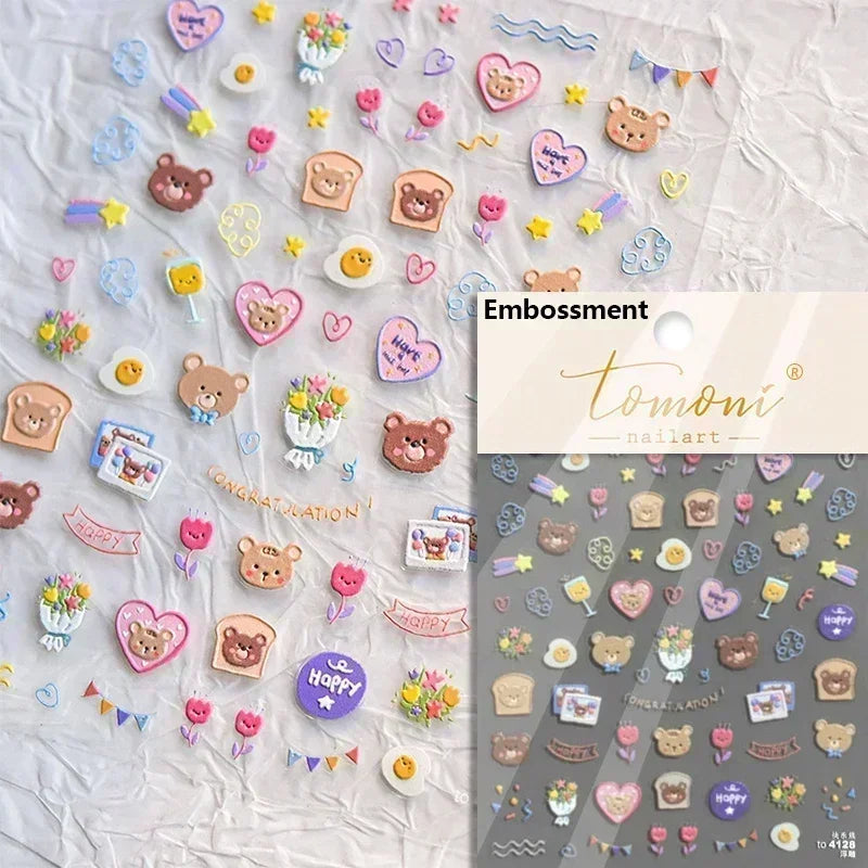 Lovely Dog Puppy Dream Heart Flower Star Pizza Food Sugar Skewers Strawberry Desserts Adhesive Nail Art Stickers Manicure Decals (Online Order Only)