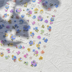 Colorful Embroidery Peony Pearl Full-blown Flower Rhinestone Chinese Luxury Relief Self Adhesive Nail Art Sticker Manicure Decal (Online Order Only)