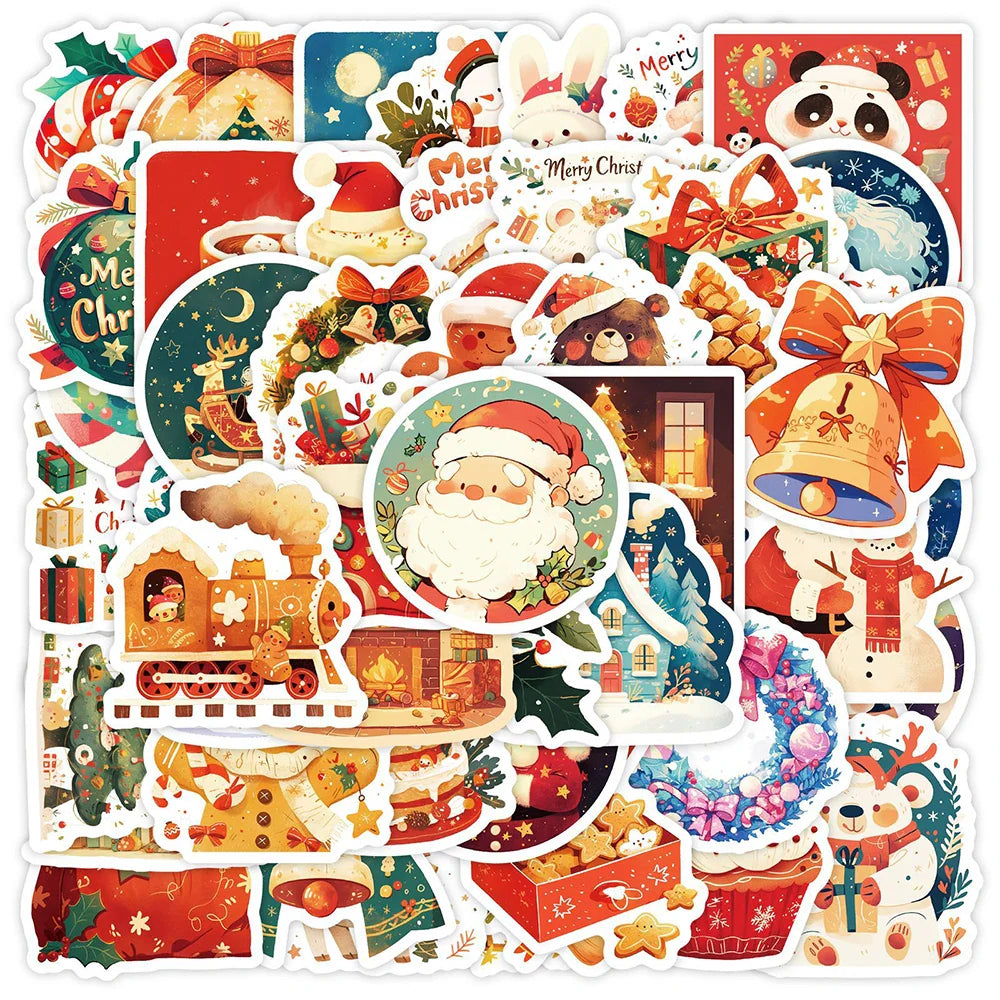 Christmas Cartoon Stickers 10/30/50pcs for Fridge, Wall, Skateboard, Suitcase, Phone, Laptop, Bike, Graffiti, Party Gift (Online Order Only)