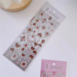 Cute Love Gem Pearl Stickers Diary Scrapbooking DIY Album Decoration Sticker Aesthetic Personalized INS Kawaii Korean Stationery (ONLINE ORDER ONLY)