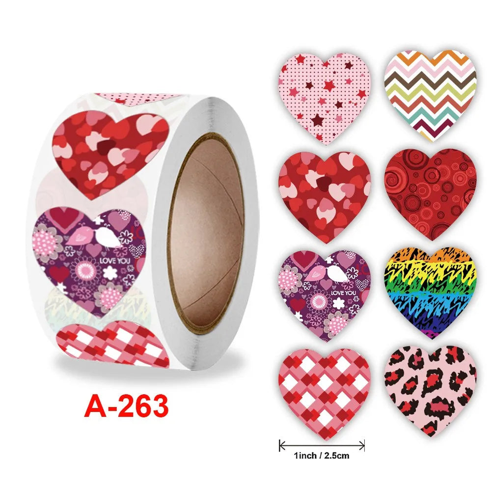 50-500pc Colorful Valentine's Day Heart Sticker Birthday Gift Packaging Seal Sticker Party Invitation Decor Sticker Baking Label (ONLINE ORDER ONLY)