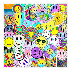 50pcs Smiley Face Cartoon Stickers for Laptop, Phone, Suitcase, Water Bottle, Scooter, Refrigerator (Online Order Only)