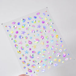 Fantasy Beach Summer Dreamy Colorful Seasnail Shell Pearl Conch Jelly Star 5D Decals Soft Relief 3D Decoration Nail Art Stickers (Online Order Only)