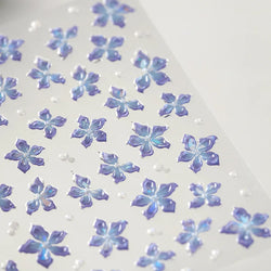 Charming Dreamy Shiny Jelly Blue Gradient Lily Flowers Rose Petal White Dot Chinese Colorful Nail Art Stickers Manicure Decals (ONLINE ORDER ONLY)