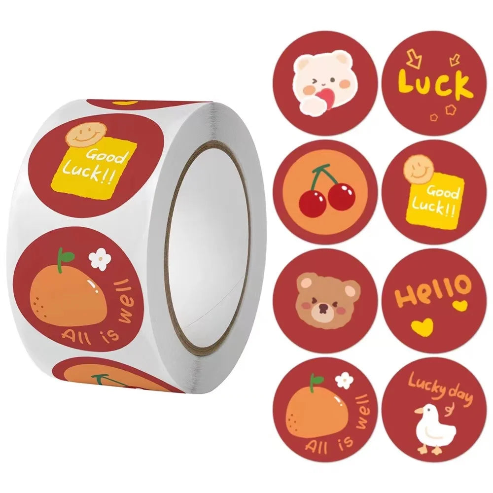 100-500pcs Kids Cute Cartoon Animals Praise Stickers 1Inch Labels for Children Teaching Toy Gift Card Party Packaging Wrapping (Online Order Only)