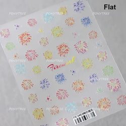 Colorful Fireworks Burst Hot Stamping Process Laser Pink Bright Romantic Self Adhesive Nail Art Stickers Chic Manicure Decals (ONLINE ORDER ONLY)