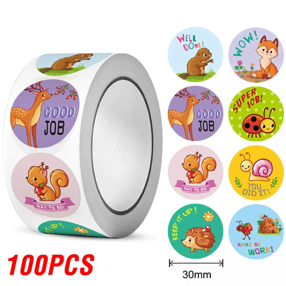 100-300pcs Animal Cartoon Stickers For Kids School Teacher Reward Stickers Classic Kids Toy Cute Stationery Supplies Label ﻿ (ONLINE ORDER ONLY)