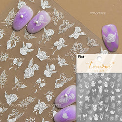 White Pink Baby Child Angel Wing Heart Bowknot Leaves Key Star Cupid's Arrow Archery Adhesive Nail Art Stickers Manicure Decals (ONLINE ORDER ONLY)