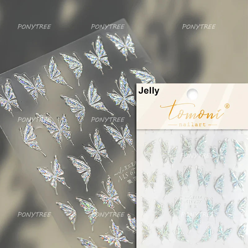 Butterfly Peach Blossom Flowers Lantern Star Tassel Pendant Gold Hot Stamping Self Adhesive Nail Art Stickers Manicure Decals (ONLINE ORDER ONLY)