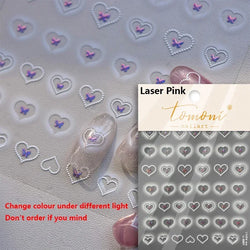 Colored Crystal Star Love Heart Shiny Silver Hollowed Smudging Rainbow Flower Jelly Embossed Nail Art Stickers Manicure Decals (ONLINE ORDER ONLY)