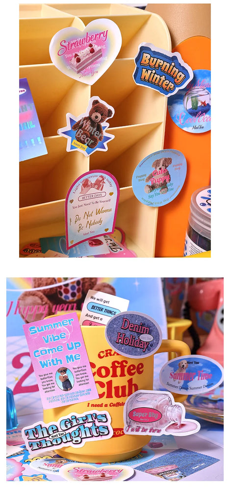 50Pcs/lot Ins Cute Bear Stickers Planner Journal Collage DIY idol card Decoration Material Scrapbook Sticker Kawaii Stationery (ONLINE ORDER ONLY)