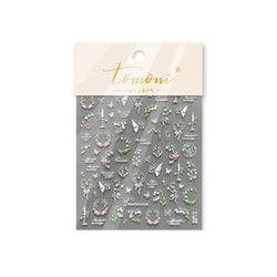Romantic Lily of The Valley Candle Holder Wreath Bowknot Butterfly Dreamy Adhesive Nail Art Decorations Stickers Manicure Decals (Online Order Only)