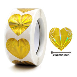 100-500pcs Glitter Heart Stickers Valentine's Day Sparkling Heart Stickers Holiday Party Decoration Seal Label (Online Order Only)