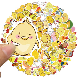 50/100pcs Cute Cartoon Little Yellow Chicken Stickers For Laptop Phone Water Bottle Waterproof Graffiti Bicycle Car Decals (ONLINE ORDER ONLY)