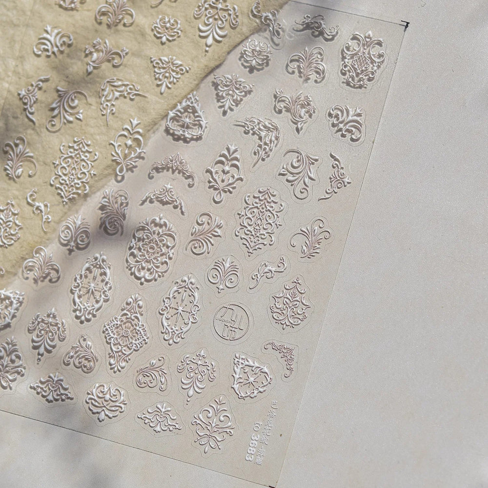 Baroque Figure Flower Totem Geometric Star Love Heart Hot Stamping Embossed Relief Self Adhesive Nail Art Sticker Manicure Decal (ONLINE ORDER ONLY)