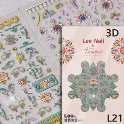 Gradient Halo Dyeing Dark Red Rose Flower Rhinestone Lace Bow Heart 3D Self Adhesive Nail Art Decoration Sticker Manicure Decals (ONLINE ORDER ONLY)
