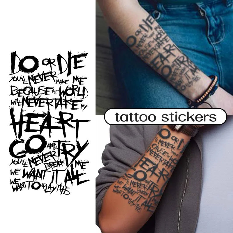 Personalized English, graffiti style, long-lasting waterproof 1-2 weeks, temporary tattoo sticker, realistic fake tattoo (Online Order Only)