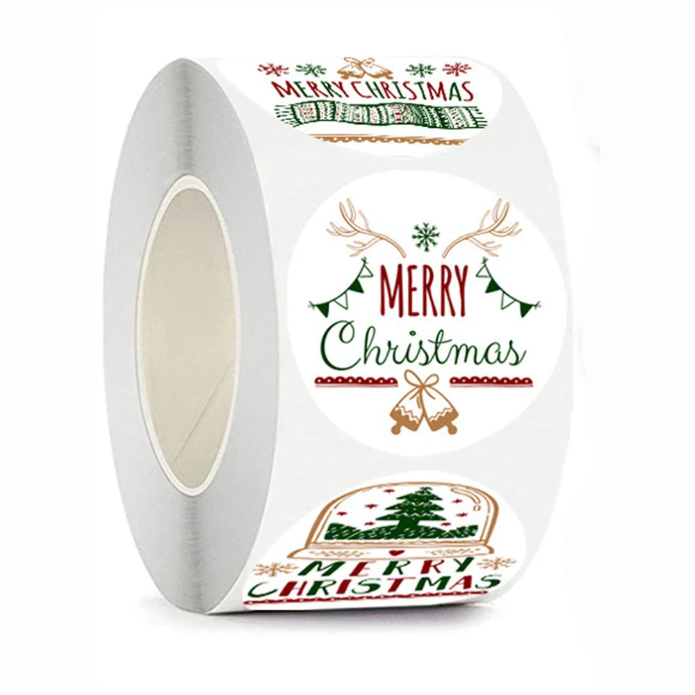 100-500pcs Merry Christmas Gift Decorative Stickers Round Thank You Labels Handmade Candy Biscuits Package Christmas Sticker (ONLINE ORDER ONLY)