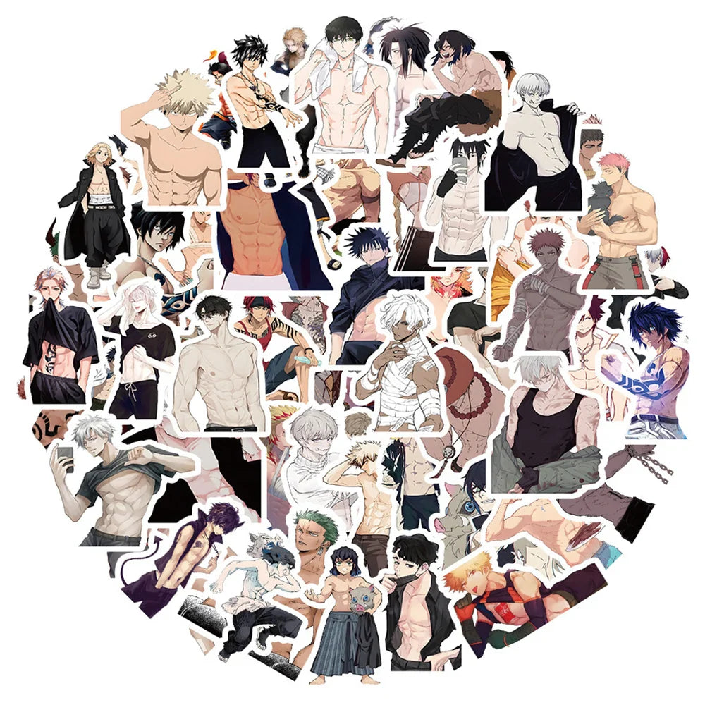 Naked Muscle Man Anime Stickers Decals Waterproof for Laptop Motorcycle Skateboard Car Phone (Online Order Only)