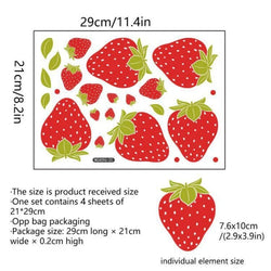 Strawberry Fruit Wall Stickers For Living Room Background Decor Decals Bedroom Beautify Home Decoration Self-adhesive Wallpaper (Online Order Only)