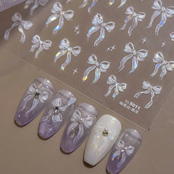 Delicate Jelly chic Bowknot Silk Ribbon Knot Star Shiny Dreamy Self Adhesive Nail Art Decorations Sticker Dressy Manicure Decals (ONLINE ORDER ONLY)