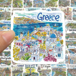 10/50PCS World Famous City Landmark Buildings Graffiti Stickers Travel Beautiful Scenery Decal Laptop Phone Waterproof Sticker (ONLINE ORDER ONLY)