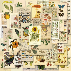 50PCS Vintage Flower Animal Postcard Stamp Stickers Aesthetic Scrapbook Laptop (Online Order Only)