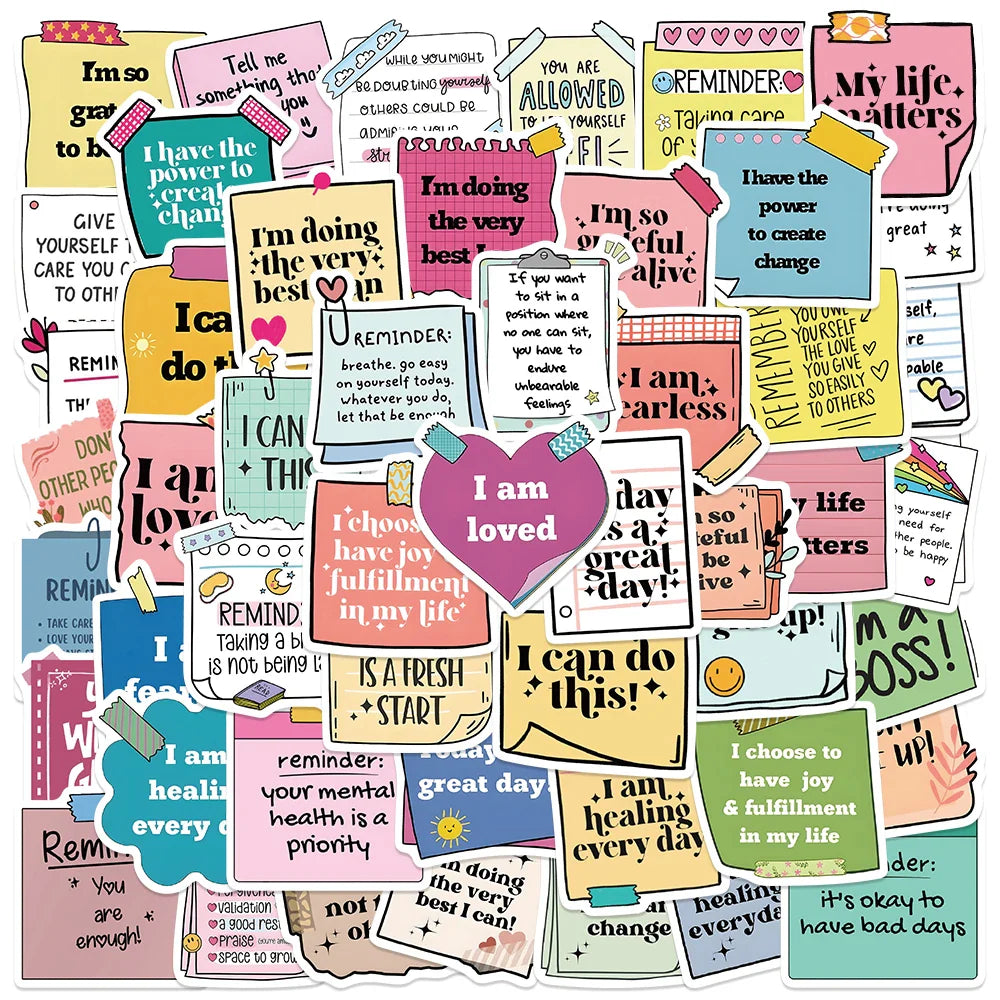 50PCS Positive Affirmation Stickers for DIY, Scrapbooking, Laptop, Phone, Fridge, Car, Notebooks, Party Gifts (ONLINE ORDER ONLY)