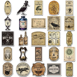10/30/50PCS Vintage Horror Poison Label Stickers Gothic Pharmacist Decals Waterproof Graffiti Toys DIY Skateboard Scrapbook Bike (ONLINE ORDER ONLY)
