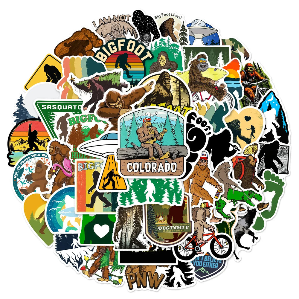 Bigfoot Graffiti Stickers 10/25/50pcs for DIY Suitcase, Water Bottle, Phone, Laptop, Guitar, Motorcycle, Skateboard (Online Order Only)
