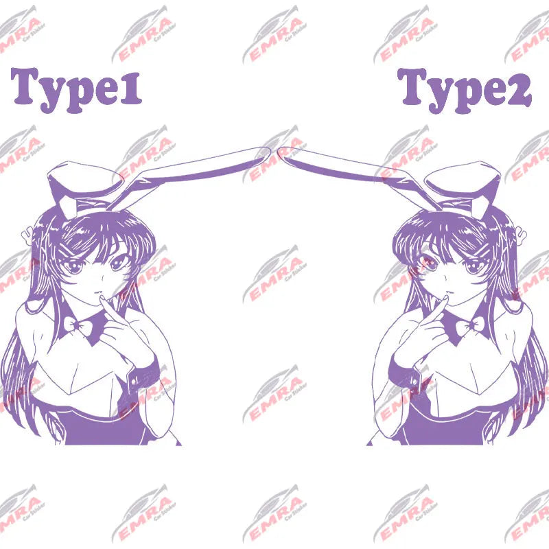 Anime Sticker Rabbit Girl For Car Stickers Decoration Window Door Rear Windshield External Accessories Die Cutting Vinyl Decals (ONLINE ORDER ONLY)