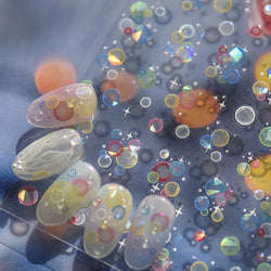 Colorful Bubbles Star Shiny Dreamy Glass Shards Flat 5D Soft Embossed Relief Self Adhesive Nail Art Sticker Chic Manicure Decal (ONLINE ORDER ONLY)