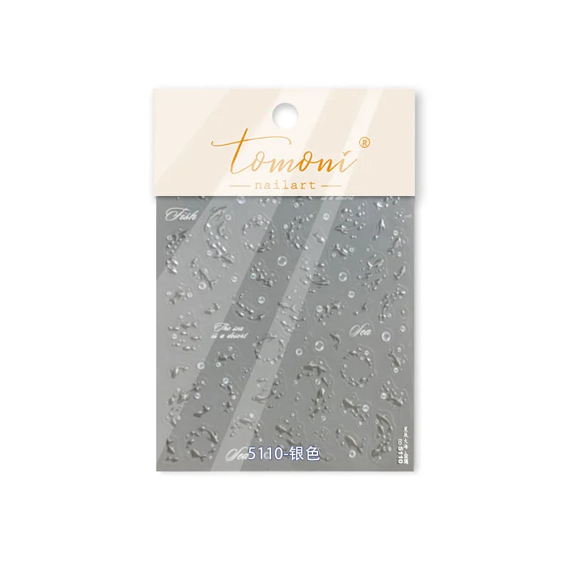 Ocean Elements Starry Sea Shoal of Fish School Water Bubbles Water Bubbles Adhesive Nail Art Decoration Sticker Manicure Decals (Online Order Only)