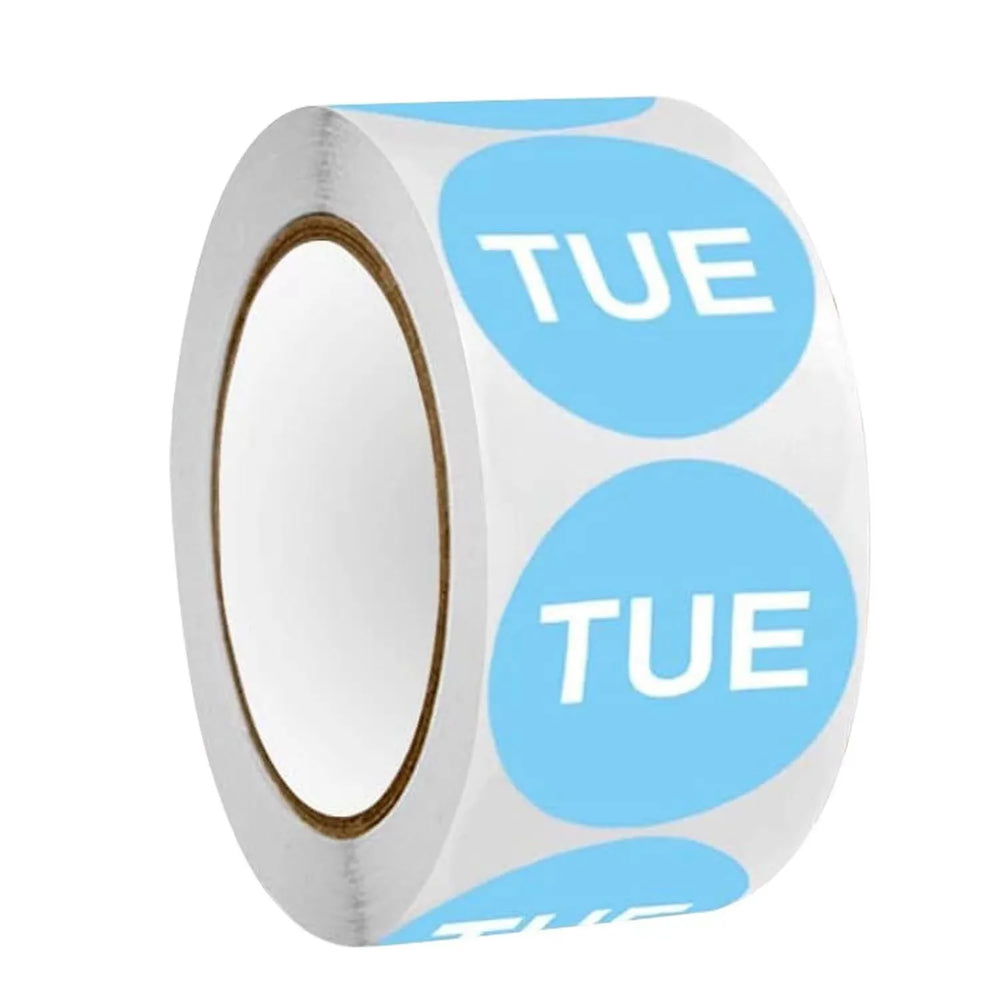 500Pcs/1 Rolls 2.5cm Packaging Weekly Stickers English Color Date From Monday to Sunday Stationery Sticker (ONLINE ORDER ONLY)