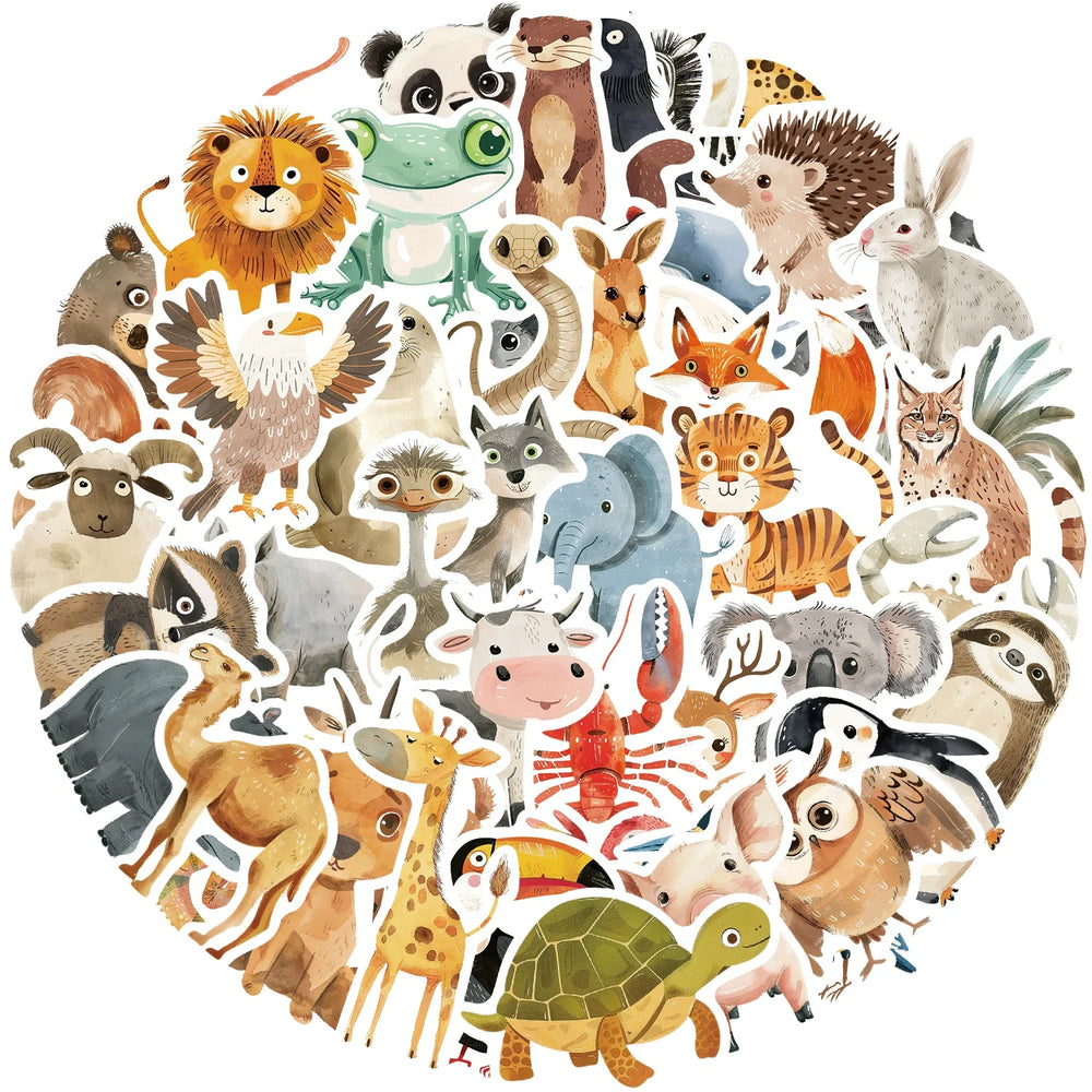 50pcs Cute Childrens Book Paintings Stickers Vinyl Waterproof Stickers for Kids Toy Animals Decals for Loptop Water Bottle Phone (ONLINE ORDER ONLY)