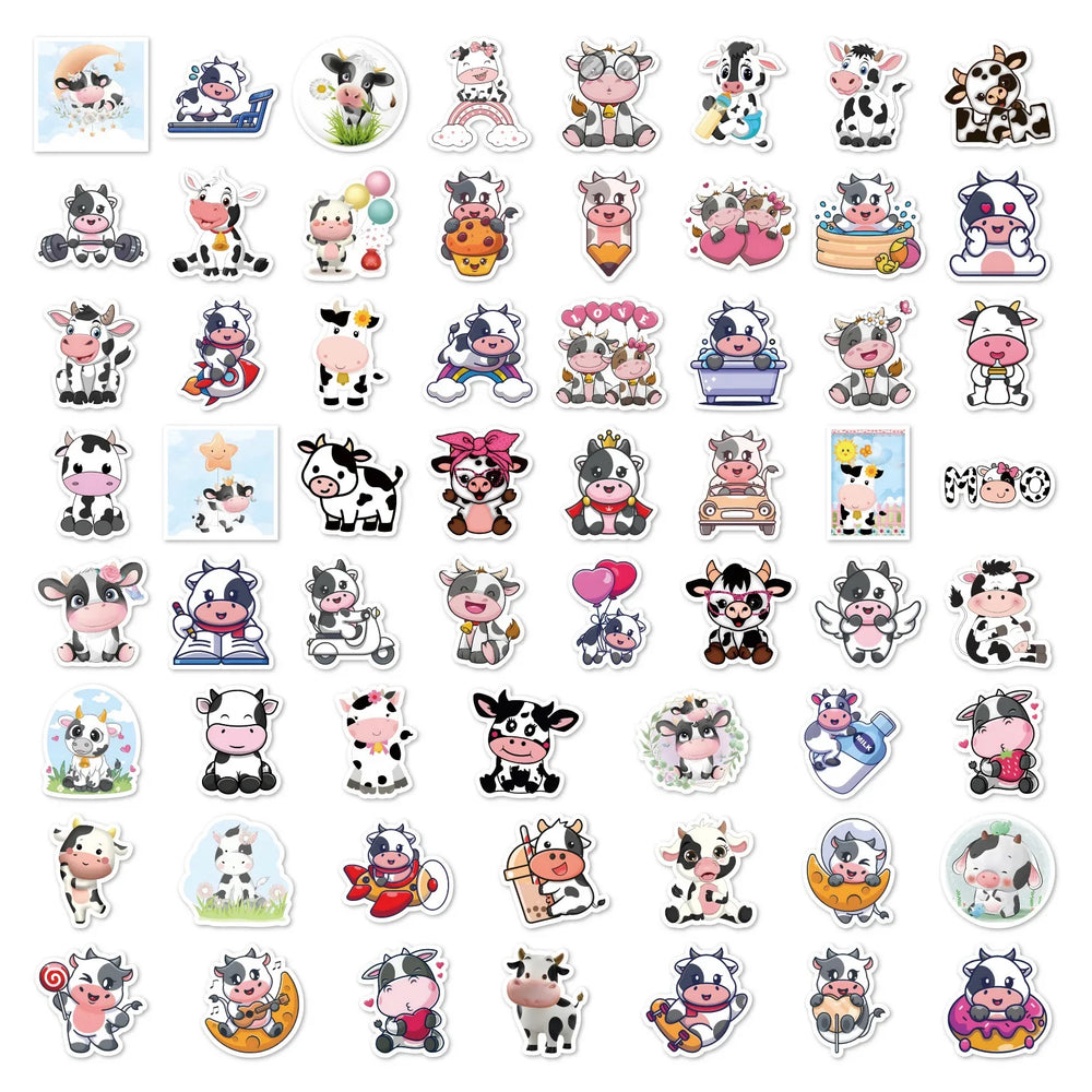 10/50/60PCS Milk Cow Sticker Laptop Stationery Scrapbook Cute Sticker Aesthetic Scrapbook Materials Craft Supplies Children (ONLINE ORDER ONLY)