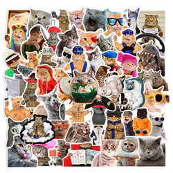 10/30/66PCS Funny Cat Stickers Cute Cartoon Decals Toys DIY Notebook Laptop Skateboard Luggage Phone Car Waterproof Kids Sticker (Online Order Only)
