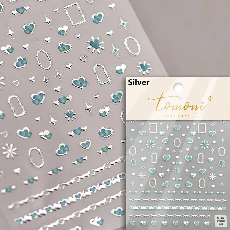 Shiny Colorful Color Block Fragment Square Fragment Grid Rhombus 3D Self Adhesive Nail Art Stickers Rhinestone Manicure Decals (Online Order Only)
