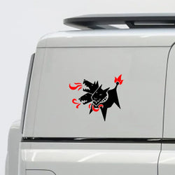 Cartoon Cerberus Stickers,cute&funny Three-headed dog brething fire,White and Black，For Cars, Trucks, Walls, Motorcycles (ONLINE ORDER ONLY)