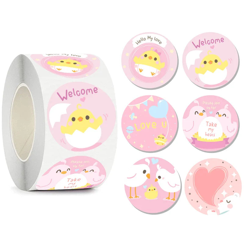 100-500pcs Kawaii Children Reward Stickers Creative School Supplies Cute Animal Encourage Sticker 2.5cm Circle Kids Toy Stickers (Online Order Only)