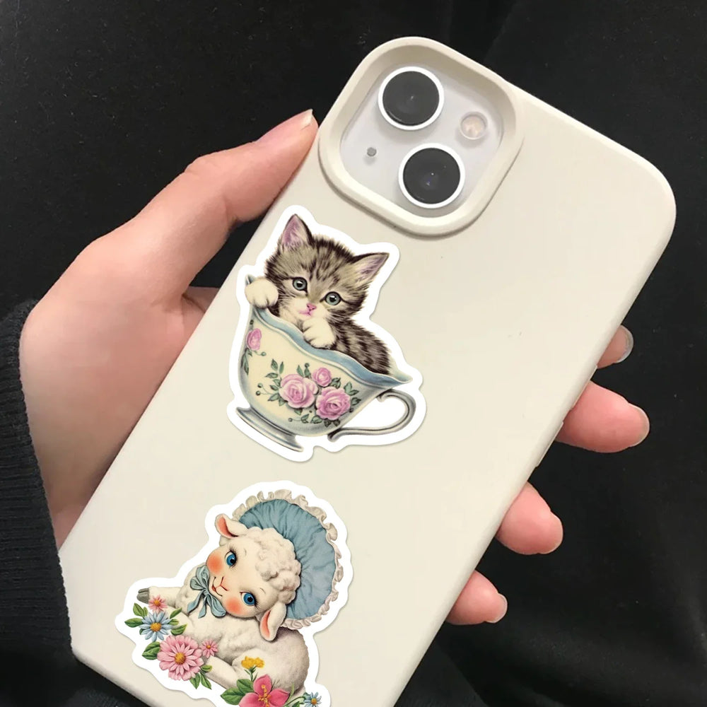 50Pcs Vintage Animals Clipart Animal Cartoon Stickers DIY Scrapbooking Guitar Snowboard Motorcycle Luggage Toy Sticker (ONLINE ORDER ONLY)