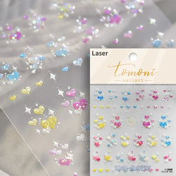 Colored Crystal Star Love Heart Shiny Silver Hollowed Smudging Rainbow Flower Jelly Embossed Nail Art Stickers Manicure Decals (ONLINE ORDER ONLY)
