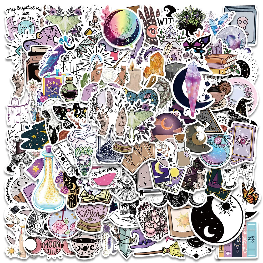 50PCS Gothic Witch Tarot Stickers for Laptop, Guitar, Phone, Kids (Online Order Only)