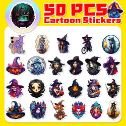 10/30/50pcs Anime Gothic Witch Graffiti Stickers Horror Decals Skateboard Laptop Phone Diary Cool Waterproof Sticker Kids Toys (ONLINE ORDER ONLY)